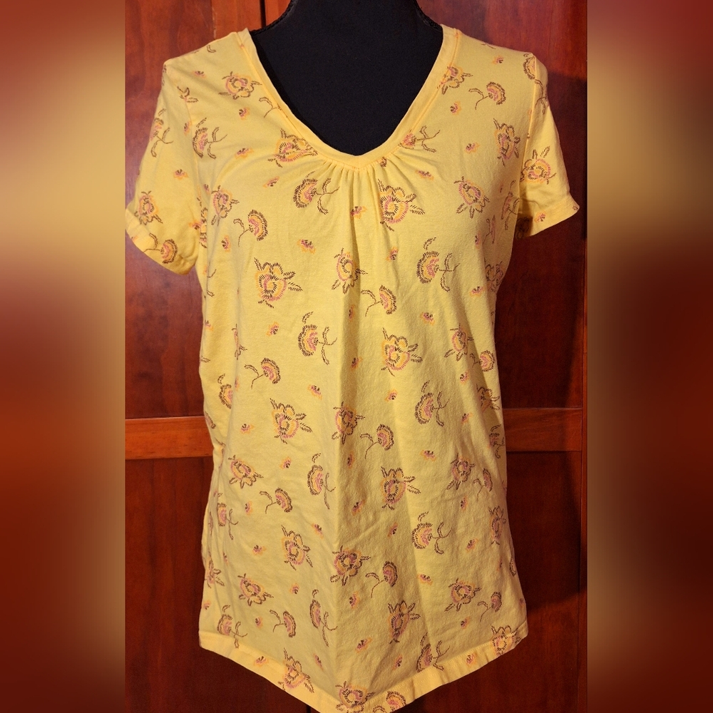 Route 66 t-shirt in yellow floral -- like L (marked XL)